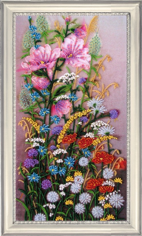 DIY Bead Embroidery Kit "Field Flowers" 15.0"x8.3" / 38.0x21.0 cm