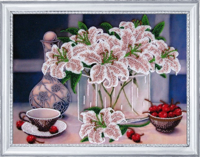DIY Bead Embroidery Kit "Cherry Still life" 9.8"x13.4" (25.0x34.0 cm)