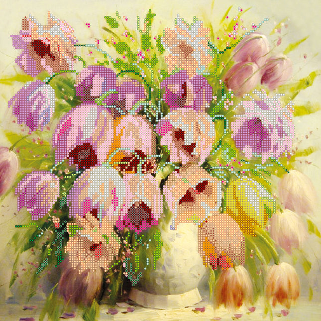 Canvas for bead embroidery "Little bit of Summer" 11.8"x11.8" / 30.0x30.0 cm