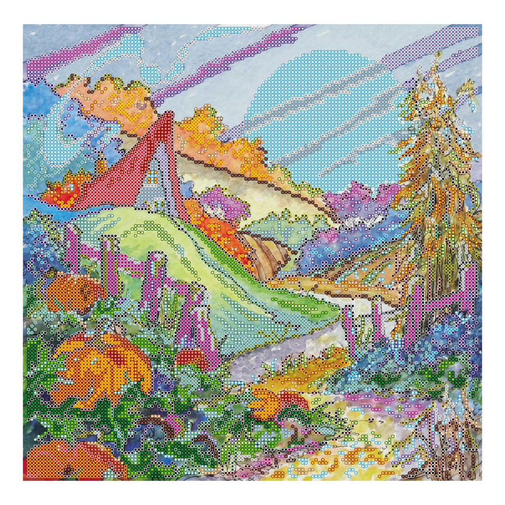 Canvas for bead embroidery "Moonlight night" 11.8"x11.8" / 30.0x30.0 cm