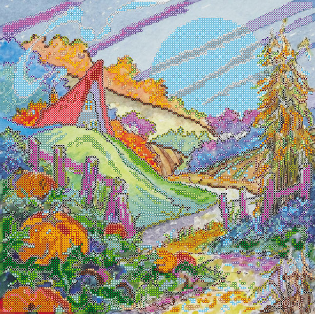 Canvas for bead embroidery "Moonlight night" 11.8"x11.8" / 30.0x30.0 cm
