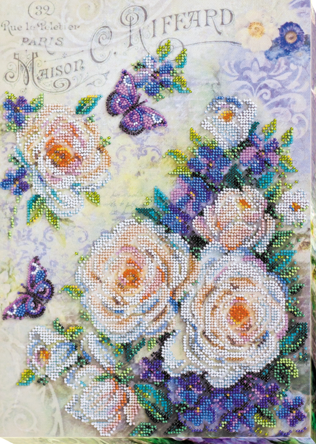 DIY Bead Embroidery Kit "Flowers for your beloved" 9.8"x13.8" / 25.0x35.0 cm