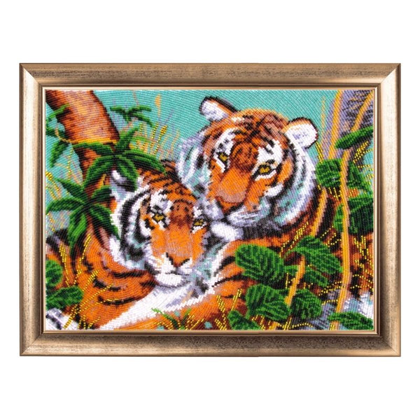 DIY Bead Embroidery Kit "Tigers in the Jungle" 9.8"x13.4" / 25.0x34.0 cm