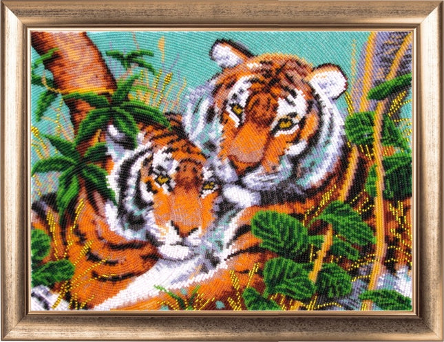 DIY Bead Embroidery Kit "Tigers in the Jungle" 9.8"x13.4" / 25.0x34.0 cm