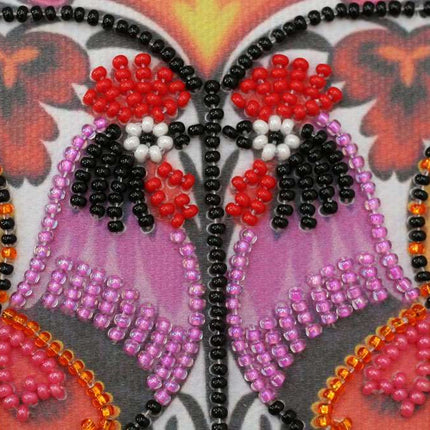 DIY Bead Embroidery Kit "Two cockerels"  5.9"x5.9" / 15.0x15.0 cm