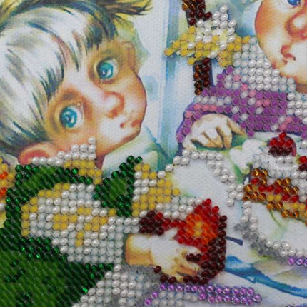 DIY Bead Embroidery Kit "Christmas Party" 9.1"x9.1" / 23.0x23.0 cm