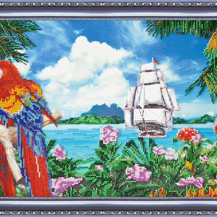DIY Bead Embroidery Kit "Tropical Paradise" 23.6"x11.8" / 60.0x30.0 cm