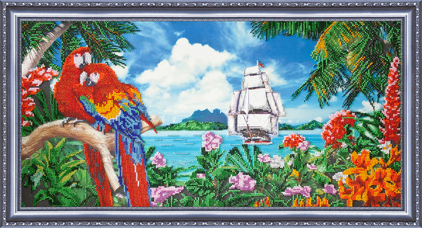 DIY Bead Embroidery Kit "Tropical Paradise" 23.6"x11.8" / 60.0x30.0 cm