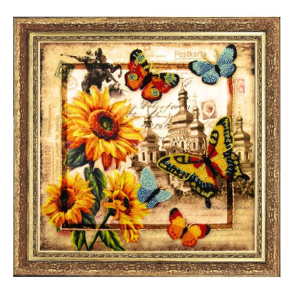 Bead DIY Embroidery Kit "Greetings from Ukraine" 10.2"x10.6"/ 26.0x27.0 cm