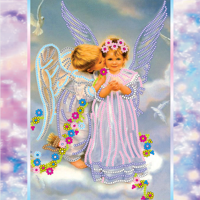 Canvas for bead embroidery "Cupids" 7.9"x7.9" / 20.0x20.0 cm