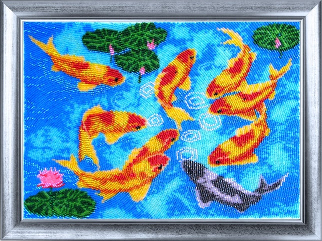 DIY Bead Embroidery Kit "Nine Carpes" 13.4"x9.8" / 34.0x25.0 cm