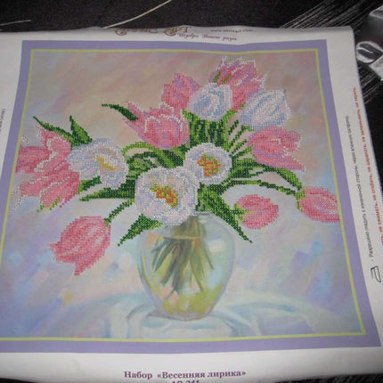 DIY Bead Embroidery Kit "Spring Lyrics" 12.6"x12.6" / 32.0x32.0 cm