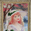 DIY Bead Embroidery Kit "A Girl with a Bouquet" 14.6"x9.4" / 37.0x24.0 cm