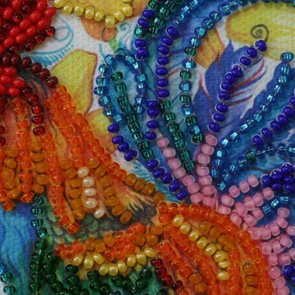 DIY Bead Embroidery Kit "Call of the cockerel"  5.9"x5.9" / 15.0x15.0 cm