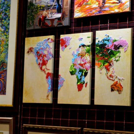 DIY Bead Embroidery Kit "World map - 2" 7.1"x13.4" / 18.0x34.0 cm