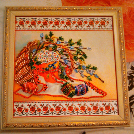 Canvas for bead embroidery "Happy Easter" 7.9"x7.9" / 20.0x20.0 cm