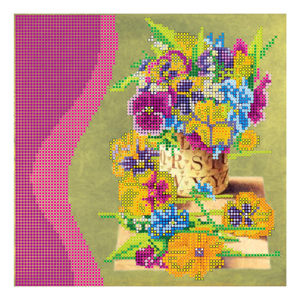 Canvas for bead embroidery "Floral Fragrance" 7.9"x7.9" / 20.0x20.0 cm