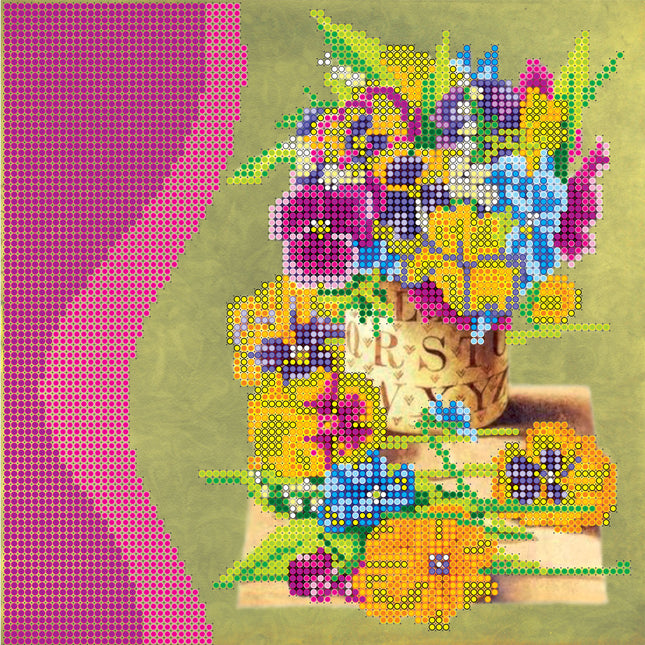 Canvas for bead embroidery "Floral Fragrance" 7.9"x7.9" / 20.0x20.0 cm
