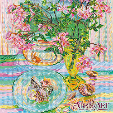 Canvas for bead embroidery "Marine toys" 11.8"x11.8" / 30.0x30.0 cm
