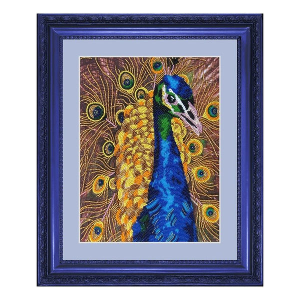 DIY Bead Embroidery Kit "Peacock" 12.2"x9.1" / 31.0x23.0 cm