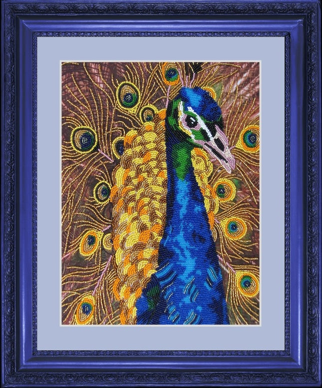 DIY Bead Embroidery Kit "Peacock" 12.2"x9.1" / 31.0x23.0 cm