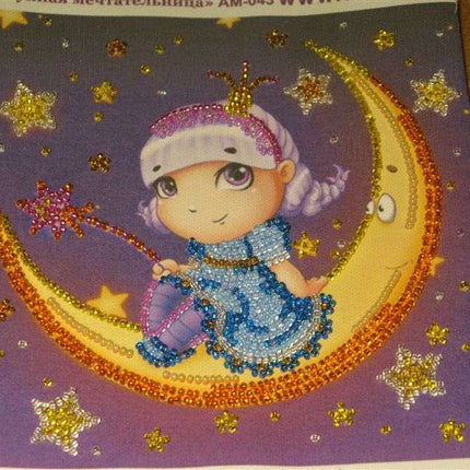 DIY Bead Embroidery Kit "Moonlight dreamer"  5.9"x5.9" / 15.0x15.0 cm