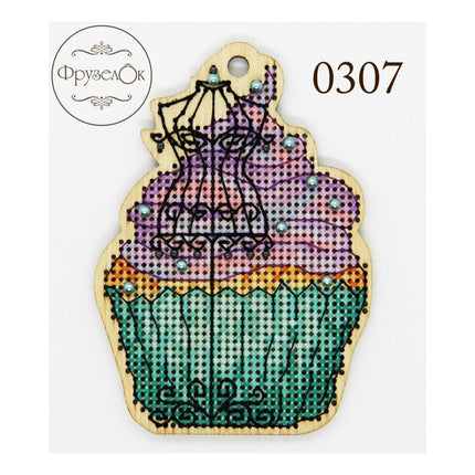 DIY Cross stitch kit on wood "Mannequin" 4.1x3.0 in / 10.5x7.5 cm