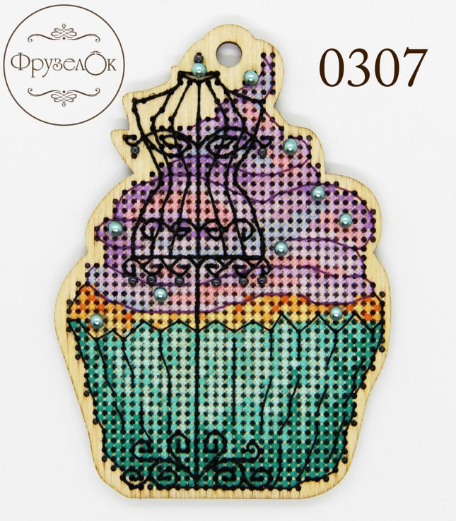 DIY Cross stitch kit on wood "Mannequin" 4.1x3.0 in / 10.5x7.5 cm