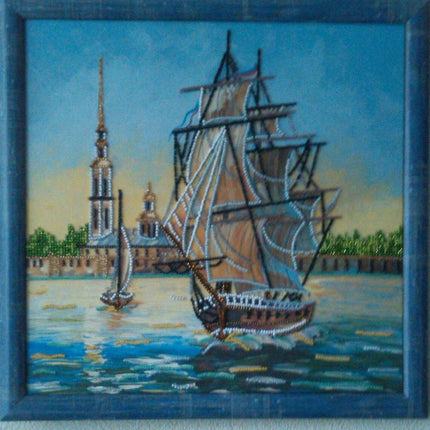 Canvas for bead embroidery "Frigate" 11.8"x11.8" / 30.0x30.0 cm