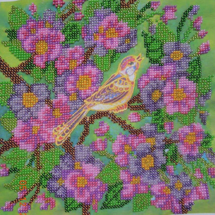 Canvas for bead embroidery "Nightingale" 7.9"x7.9" / 20.0x20.0 cm