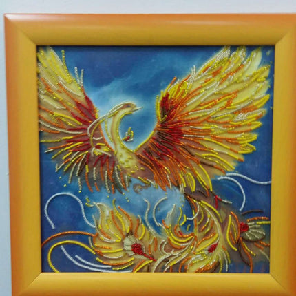 Canvas for bead embroidery "The Firebird" 11.8"x11.8" / 30.0x30.0 cm