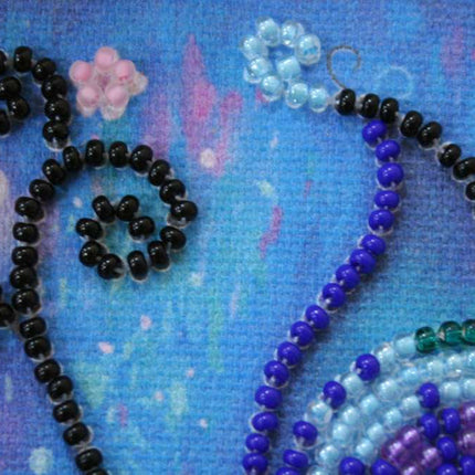 DIY Bead Embroidery Kit "Blue owl"  5.9"x5.9" / 15.0x15.0 cm