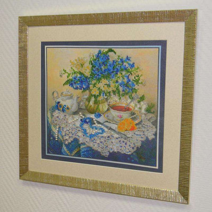 DIY Bead Embroidery Kit "Forget-me-nots" 10.2"x9.8" / 26.0x25.0 cm