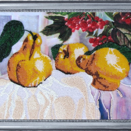 DIY Bead Embroidery Kit "Apple Quince Still-life" 9.4"x13.4" (24.0x34.0 cm)
