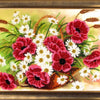 DIY Bead Embroidery Kit "Basket with Poppies" 9.8"x13.8" / 25.0x35.0 cm