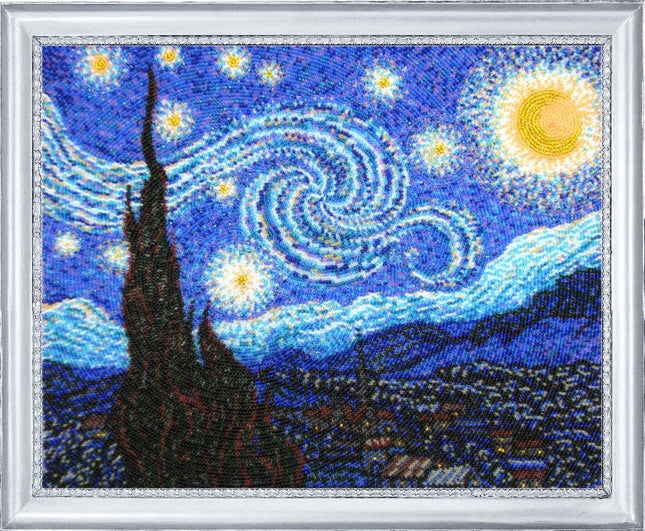 Bead DIY Embroidery Kit "Starry Night (after V. Van Gogh)" 10.6"x13.4"/ 27.0x34.0 cm