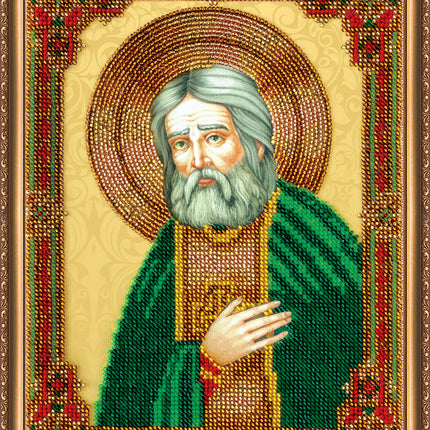 DIY Bead Embroidery Kit "St. Seraphim of Sarov" 7.5"x9.8" / 19.0x25.0 cm