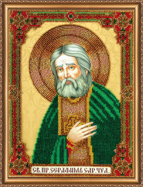 DIY Bead Embroidery Kit "St. Seraphim of Sarov" 7.5"x9.8" / 19.0x25.0 cm