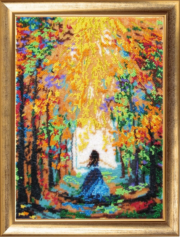 DIY Bead Embroidery Kit "Meeting the Sun (after O. Darchuk)" 13.4"x9.8" / 34.0x25.0 cm