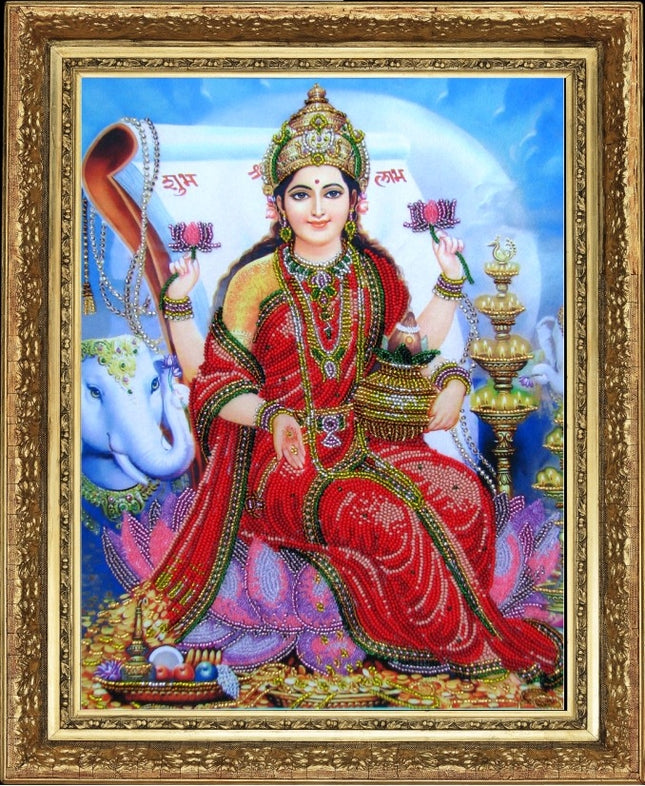 DIY Bead Embroidery Kit "Lakshmi" 13.4"x10.2" / 34.0x26.0 cm