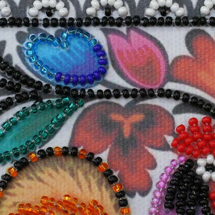 DIY Bead Embroidery Kit "Two cockerels"  5.9"x5.9" / 15.0x15.0 cm