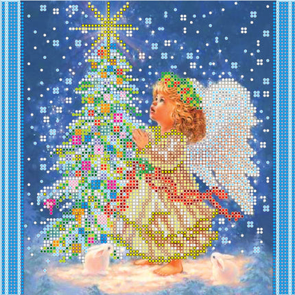 Canvas for bead embroidery "The Christmas Star" 7.9"x7.9" / 20.0x20.0 cm
