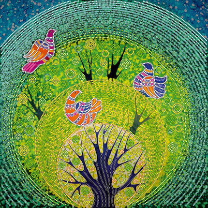 Canvas for bead embroidery "Heaven birds" 11.8"x11.8" / 30.0x30.0 cm