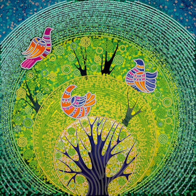 Canvas for bead embroidery "Heaven birds" 11.8"x11.8" / 30.0x30.0 cm