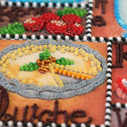 DIY Bead Embroidery Kit "Gourmet alphabet" 10.6"x13.4" / 27.0x34.0 cm