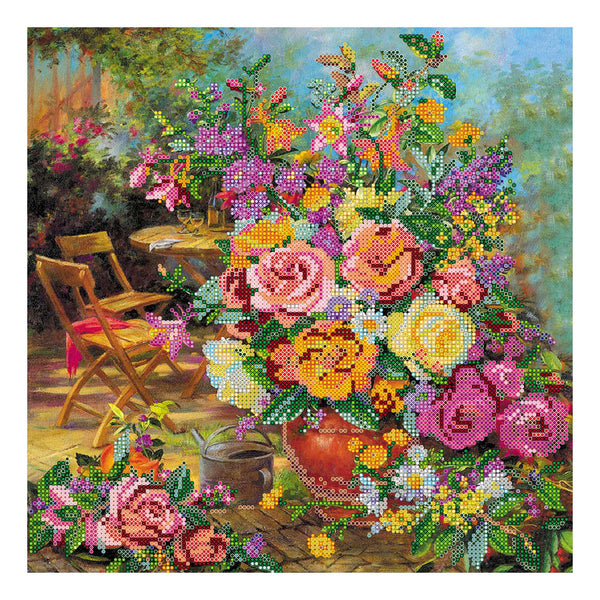 Canvas for bead embroidery "Flower harmony" 11.8"x11.8" / 30.0x30.0 cm