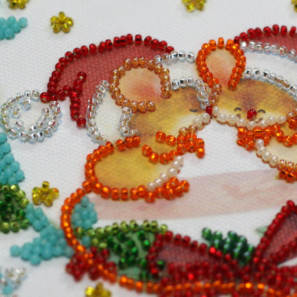 DIY Bead Embroidery Kit "Kisses"  5.9"x5.9" / 15.0x15.0 cm