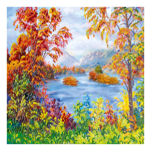 Canvas for bead embroidery "Autumn Tale" 11.8"x11.8" / 30.0x30.0 cm