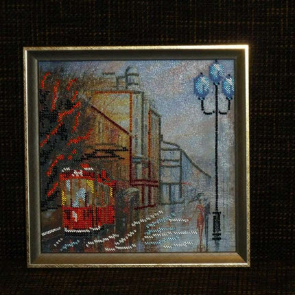 Canvas for bead embroidery "Rainy Evening" 7.9"x7.9" / 20.0x20.0 cm