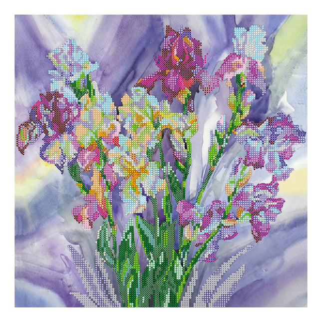 Canvas for bead embroidery "Aquarelle Irises" 11.8"x11.8" / 30.0x30.0 cm